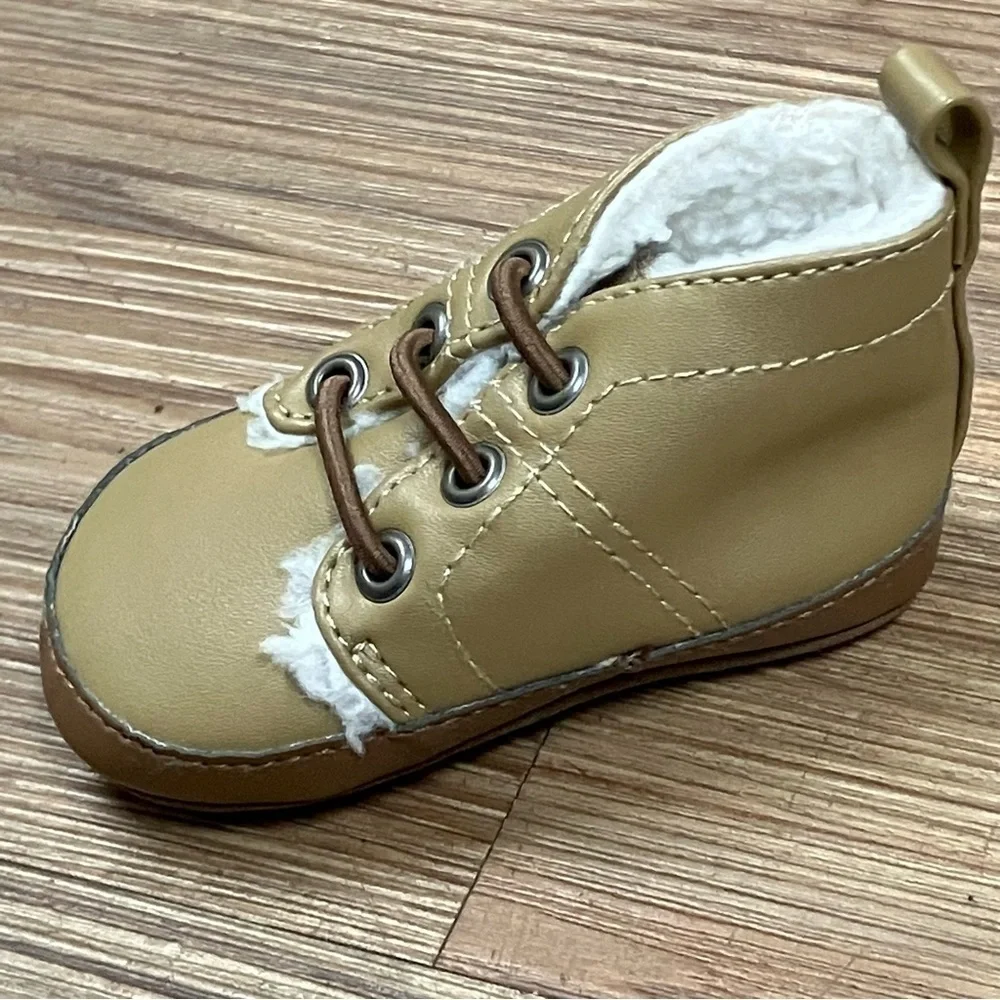 GYMBOREE Baby Infant Soft Ankle Bootie Shoes Faux Fur Lined Unisex SZ 01 NEW